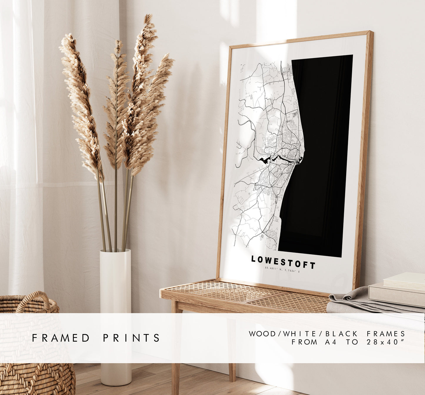 Lowestoft Map Print - Minimalist City Map Poster - Map Wall Art - UK - Lowestoft Print - Lowestoft Poster - Different Colours Available