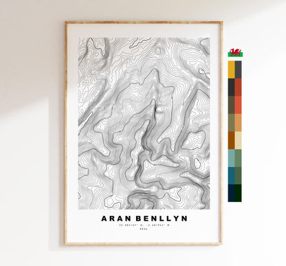 Aran Benllyn Print - Contour Map - Snowdonia - Wales - Topographic Map - Print - Poster - Wall Art -  Aran Benllyn Poster - Gift