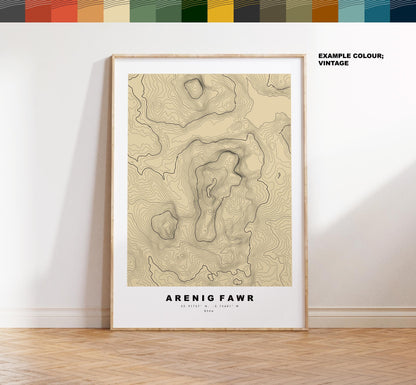 Arenig Fawr Map Print - Contour Map - Arenig Fawr Poster - Wales - Topographic Map - Print - Poster - Wall Art - Arenig Fawr Print