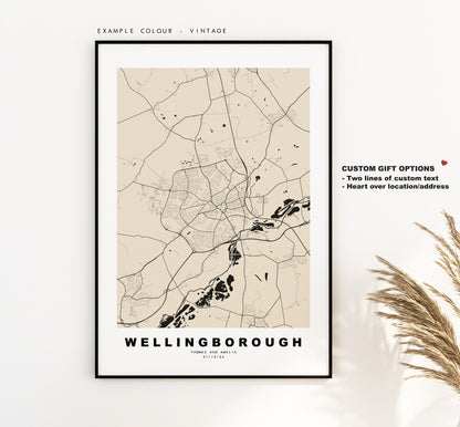 Wellingborough Map Print - Minimalist City Map Poster - Map Art - UK - Wellingborough Print - Wellingborough - Different Colours Available