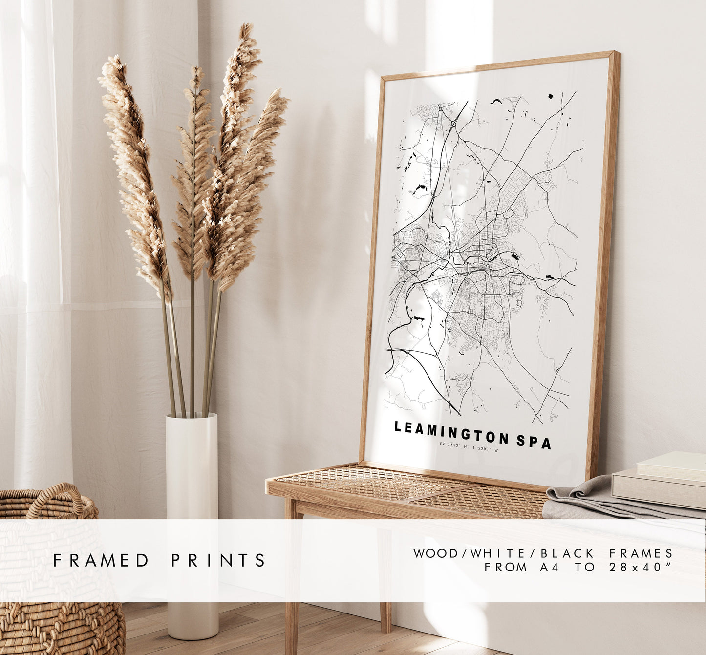 Leamington Spa Map Print - Minimalist City Map Poster - Map Art - UK - Leamington Spa Print - Poster - Different Colours Available