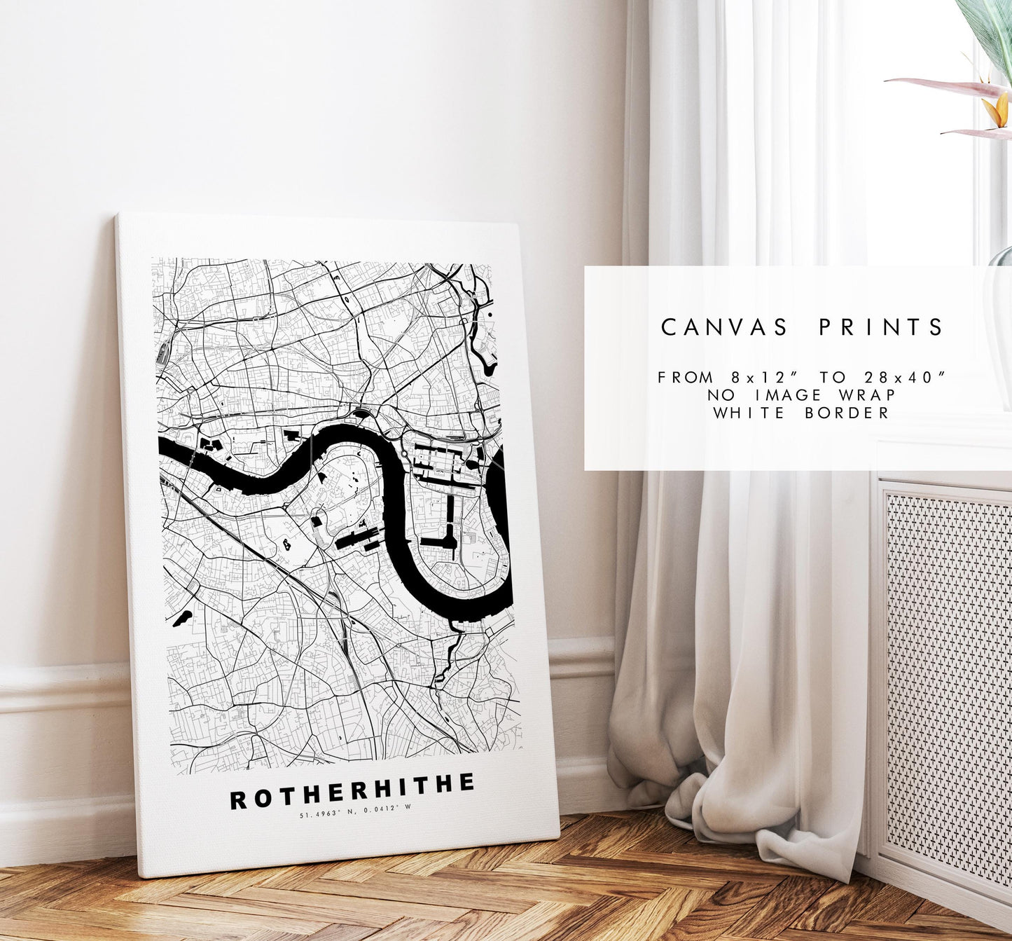 Rotherhithe Map Print - Minimalist City Map Poster - Map Art - UK - Rotherhithe Print - Rotherhithe, London - Different Colours Available