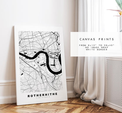 Rotherhithe Map Print - Minimalist City Map Poster - Map Art - UK - Rotherhithe Print - Rotherhithe, London - Different Colours Available