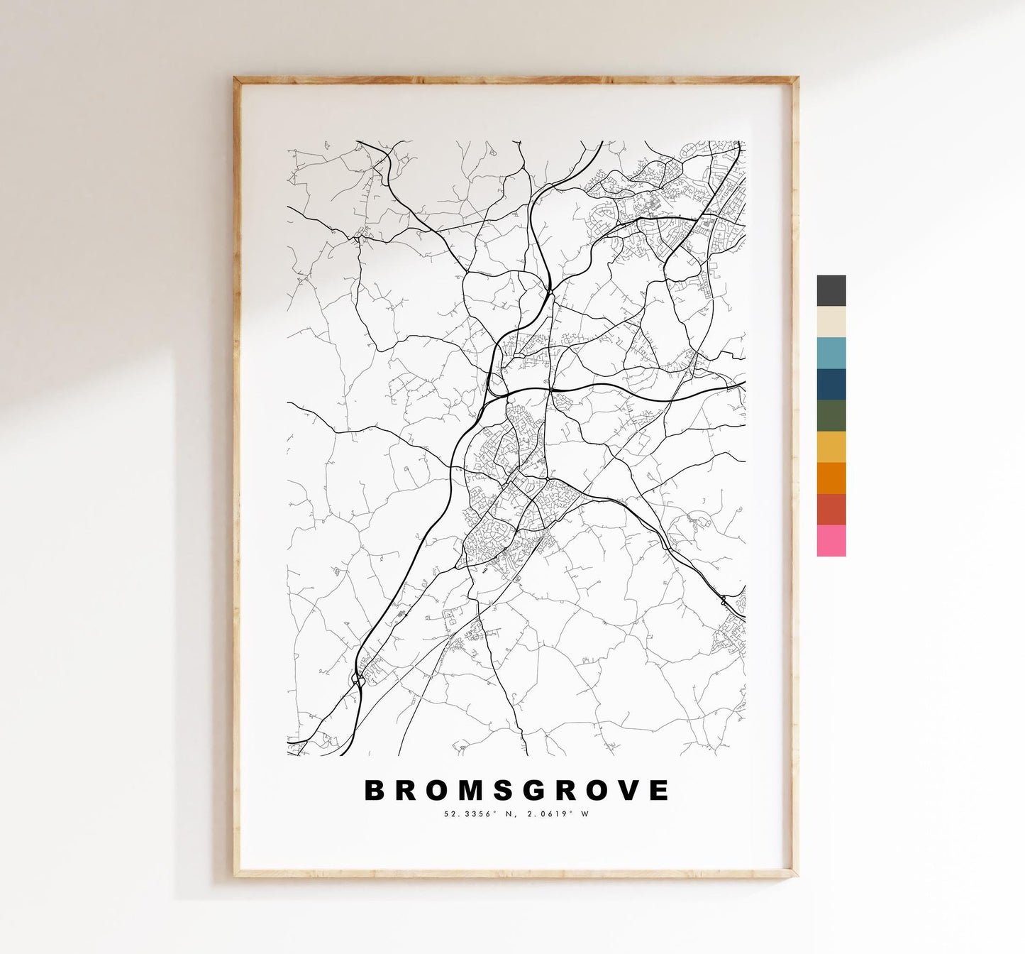 Bromsgrove Map Print - Minimalist City Map Poster - Map Art - UK - Bromsgrove Print - Worcestershire - Different Colours Available