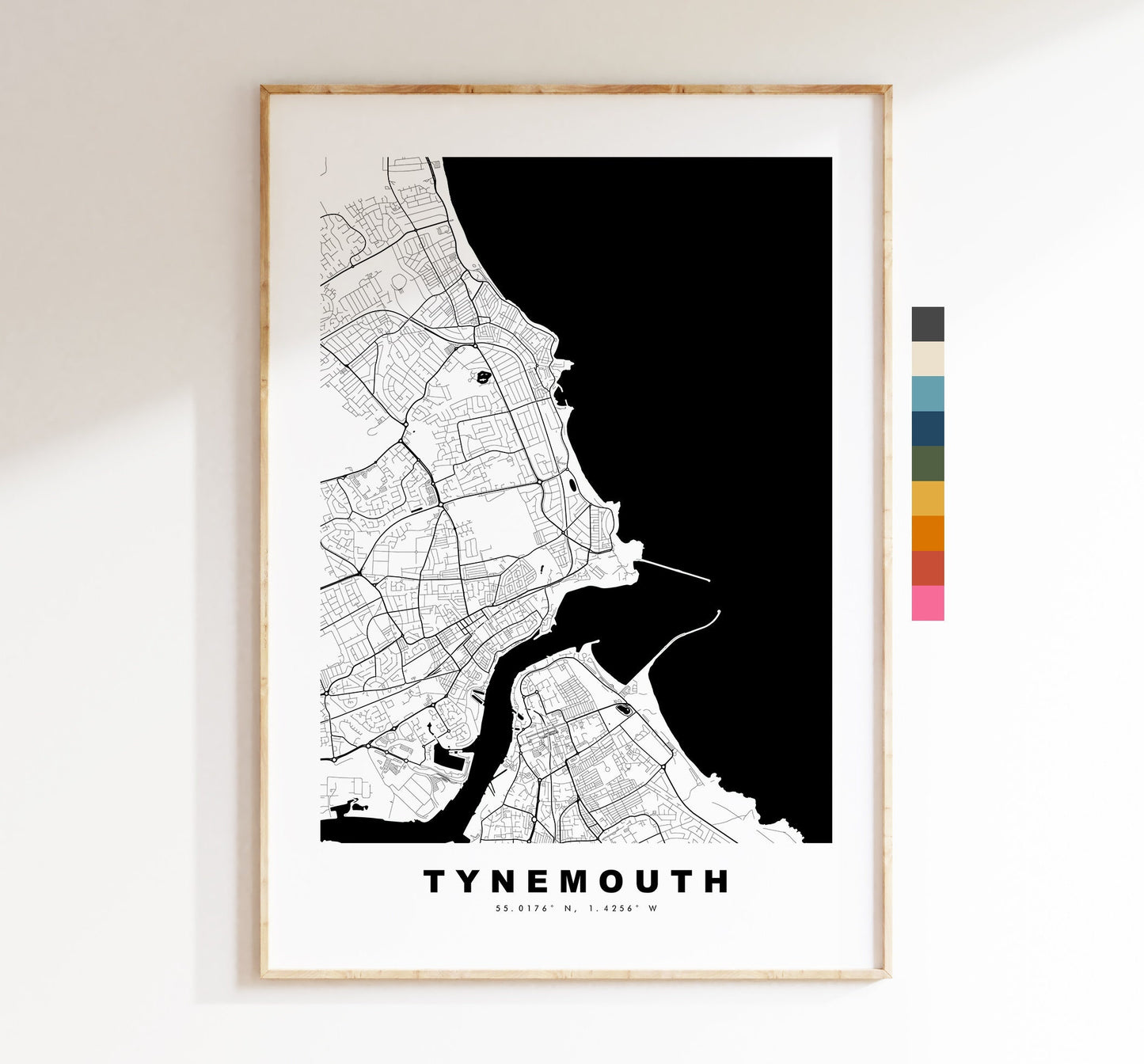 Tynemouth Map Print - Minimalist City Map Poster - Map Art - UK - Tynemouth Print - Tynemouth Poster - Different Colours Available