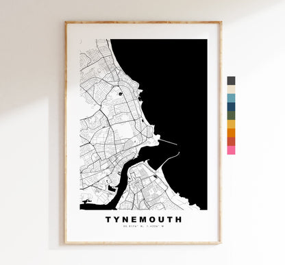 Tynemouth Map Print - Minimalist City Map Poster - Map Art - UK - Tynemouth Print - Tynemouth Poster - Different Colours Available