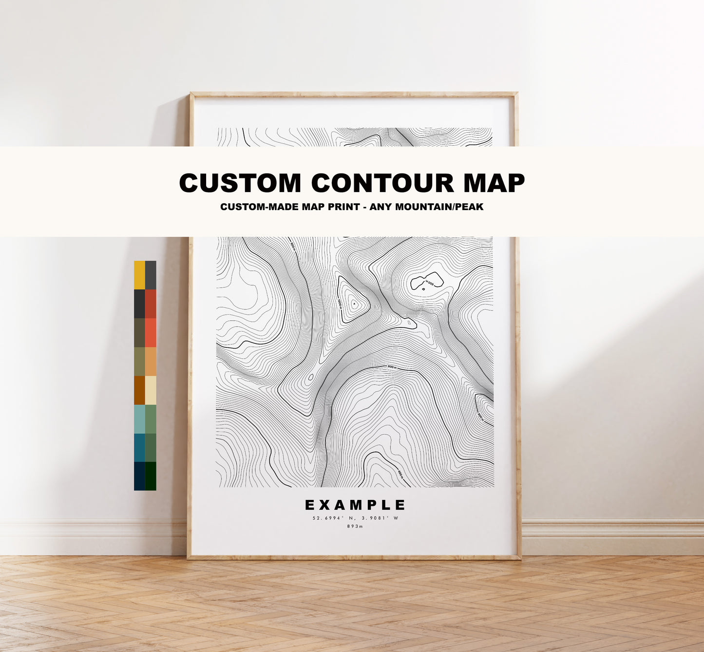 Custom Contour Map - Any Mountain/Peak, Any Country - Different Colours Available