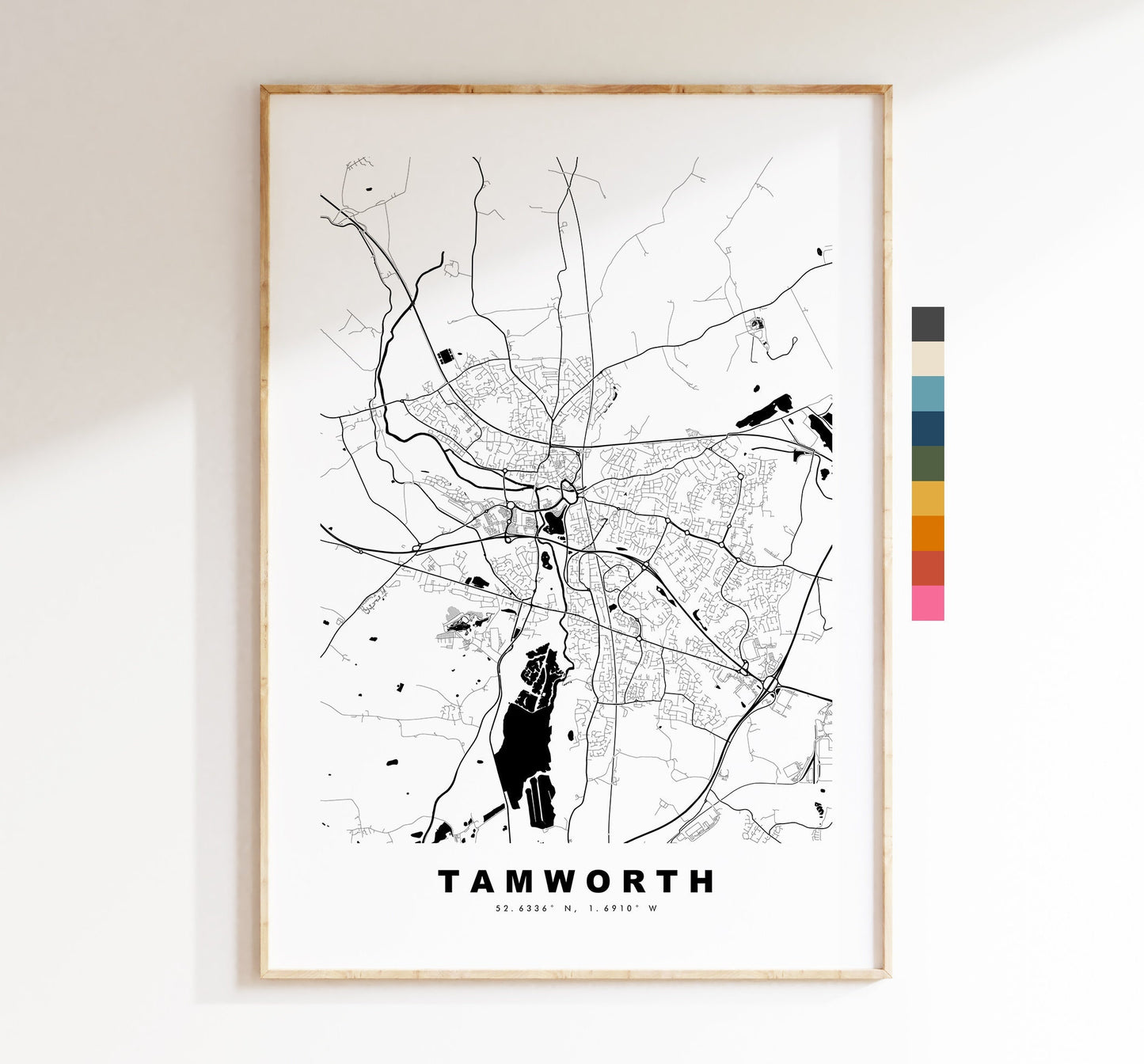 Tamworth Map Print - Minimalist City Map Poster - Map Art - UK - Tamworth Print - Tamworth Poster - Different Colours Available