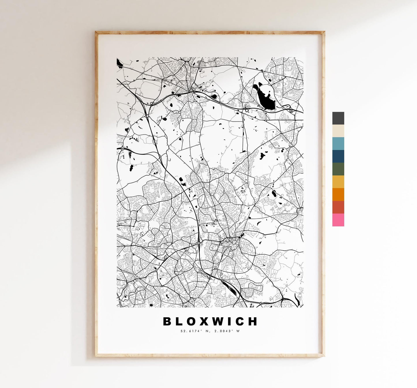 Bloxwich Map Print - Minimalist City Map Poster - Map Art - UK - Bloxwich Print - Bloxwich, West Midlands - Different Colours Available