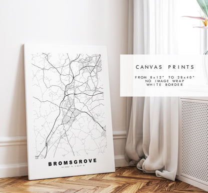 Bromsgrove Map Print - Minimalist City Map Poster - Map Art - UK - Bromsgrove Print - Worcestershire - Different Colours Available