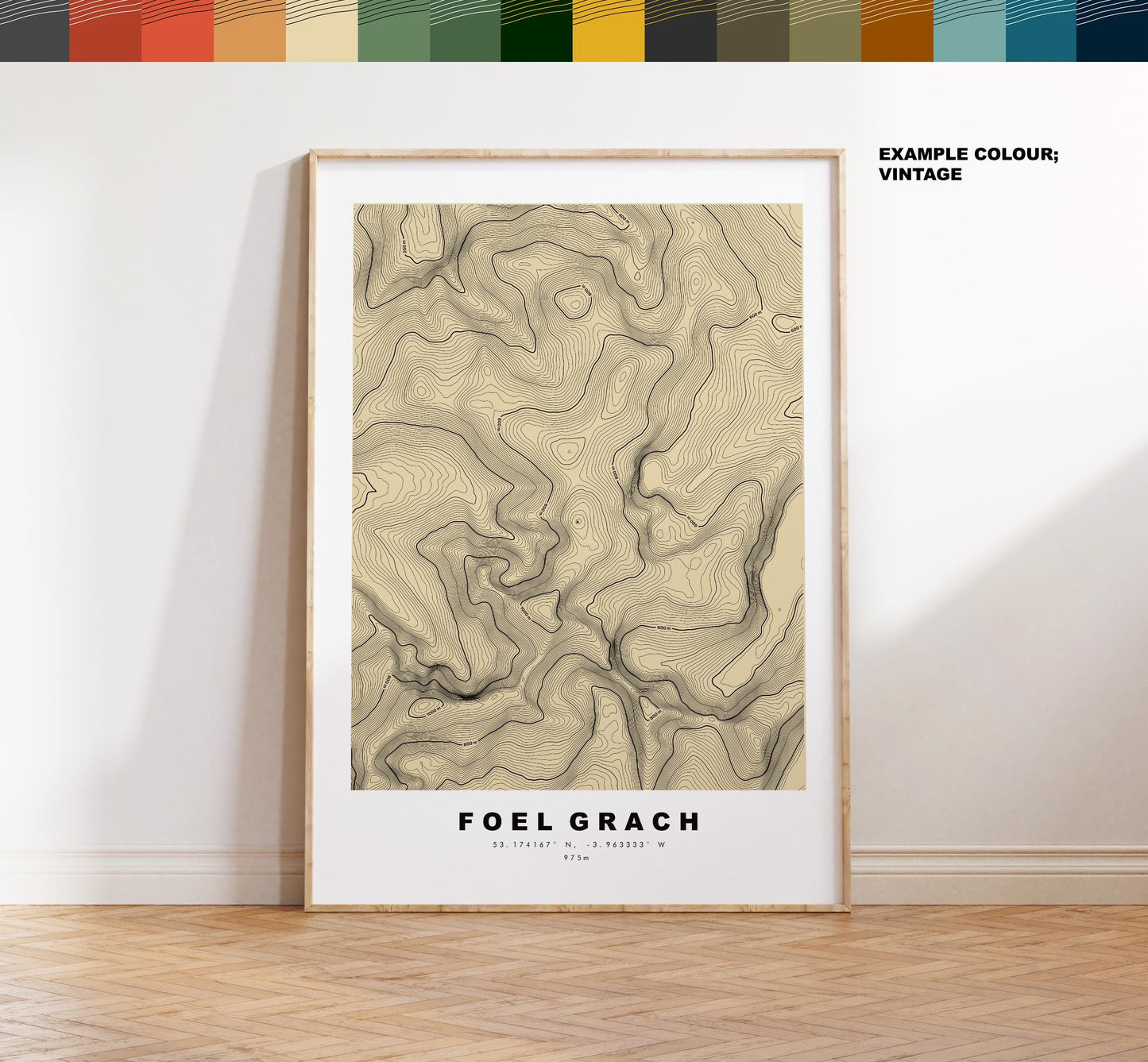 Foel Grach Print - Contour Map - Foel Grach Poster - Wales - Topographic Map - Print - Poster - Wall Art - Welsh 3000s - Carneddau Range
