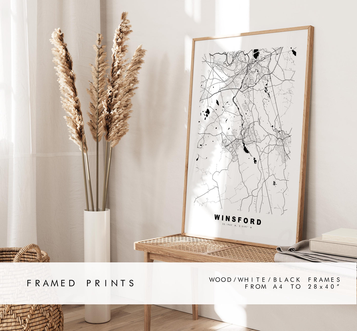 Winsford Map Print - Minimalist City Map Poster - Map Art - UK - Winsford Print - Winsford, Cheshire - Different Colours Available