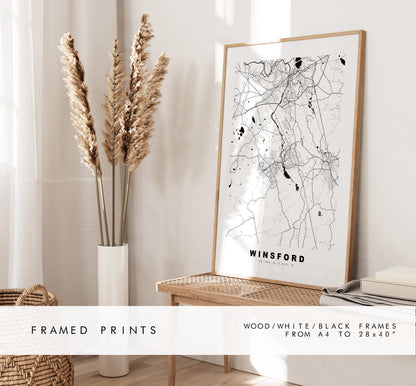 Winsford Map Print - Minimalist City Map Poster - Map Art - UK - Winsford Print - Winsford, Cheshire - Different Colours Available