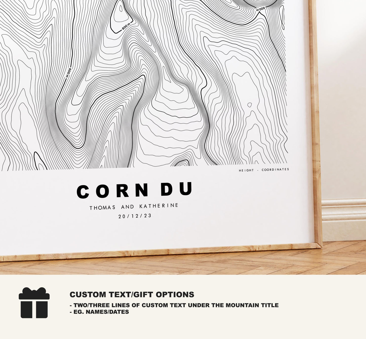 Corn Du Print - Contour Map - Corn Du, Brecon Beacons - Wales - Topographic Map - Wall Art - Corn Du Contour Map - Topography