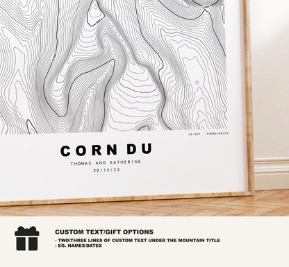 Corn Du Print - Contour Map - Corn Du, Brecon Beacons - Wales - Topographic Map - Wall Art - Corn Du Contour Map - Topography