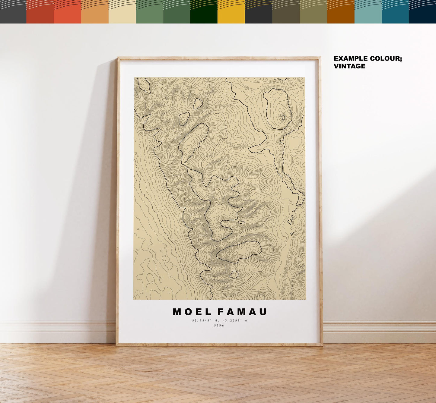 Moel Famau Print - Contour Map - Clwydian Hills - Wales - Topographic Map - Print - Poster - Wall Art - Moel Famau Map - Clwydian Range