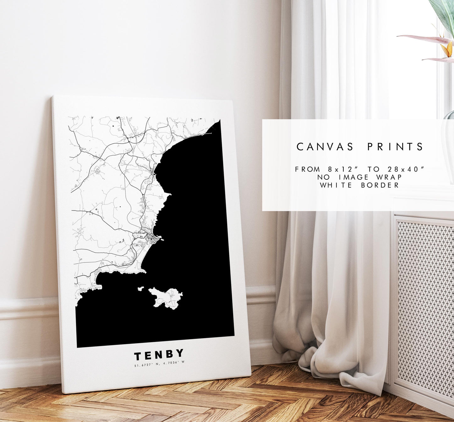 Tenby Map Print - Minimalist City Map Poster - Map Art - Wales - UK - Tenby Print - Tenby Poster - Different Colours Available