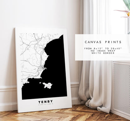Tenby Map Print - Minimalist City Map Poster - Map Art - Wales - UK - Tenby Print - Tenby Poster - Different Colours Available