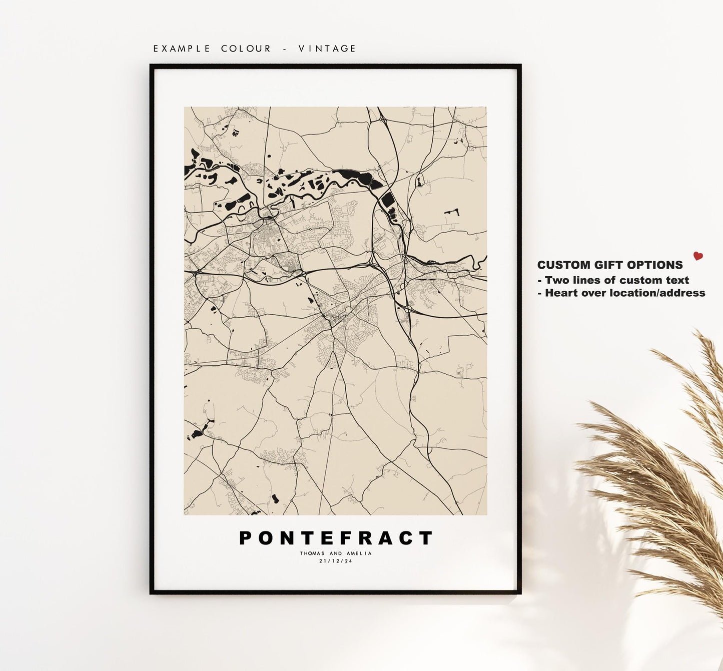 Pontefract Map Print - Minimalist City Map Poster - Map Art - UK - Pontefract Print - Pontefract, Yorkshire - Different Colours Available