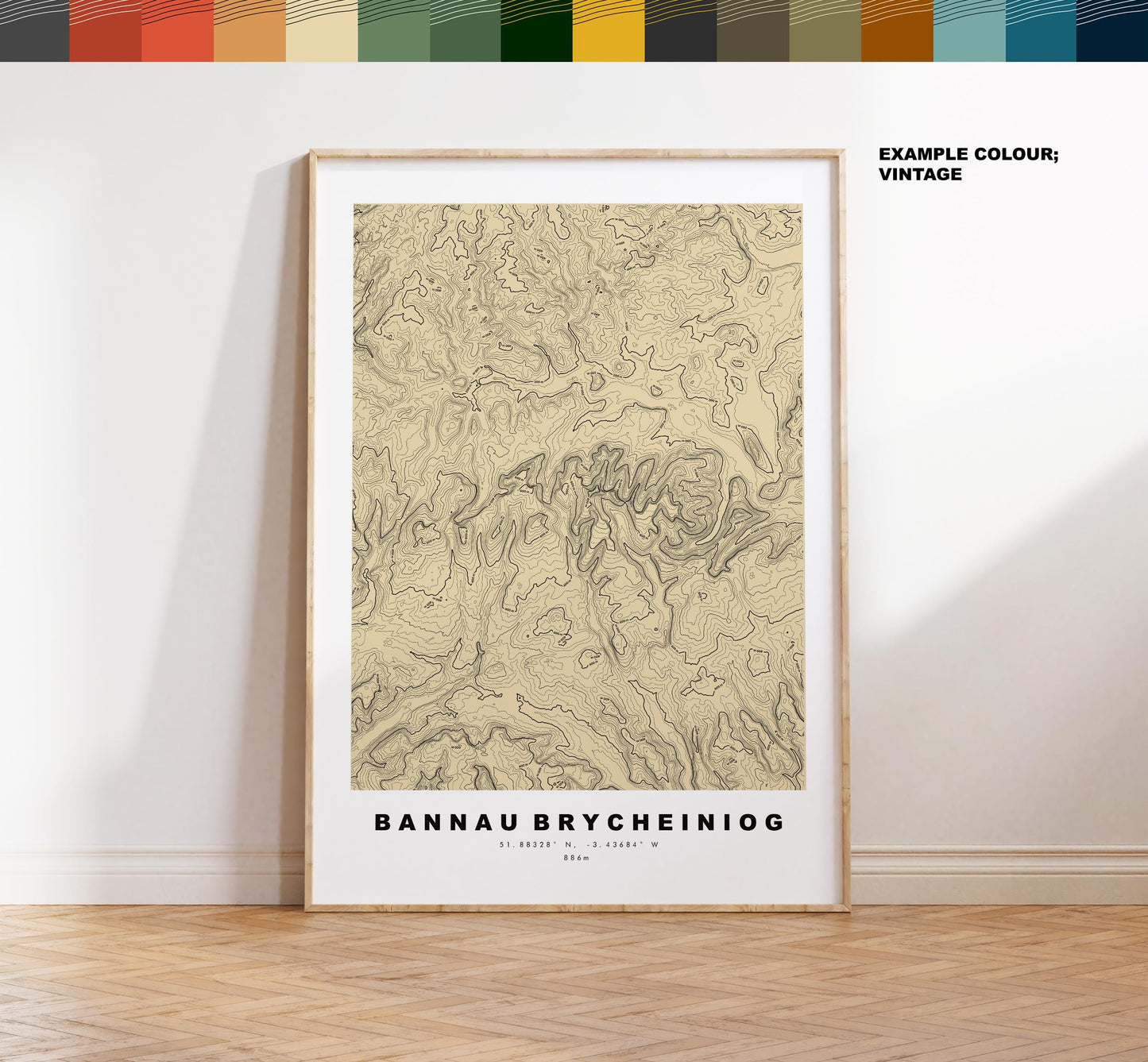 Bannau Brycheiniog Print - Contour Map -  Bannau Brycheiniog Map - Topographic Map - Print - Poster - Wall Art - Brecon Beacons - Wales