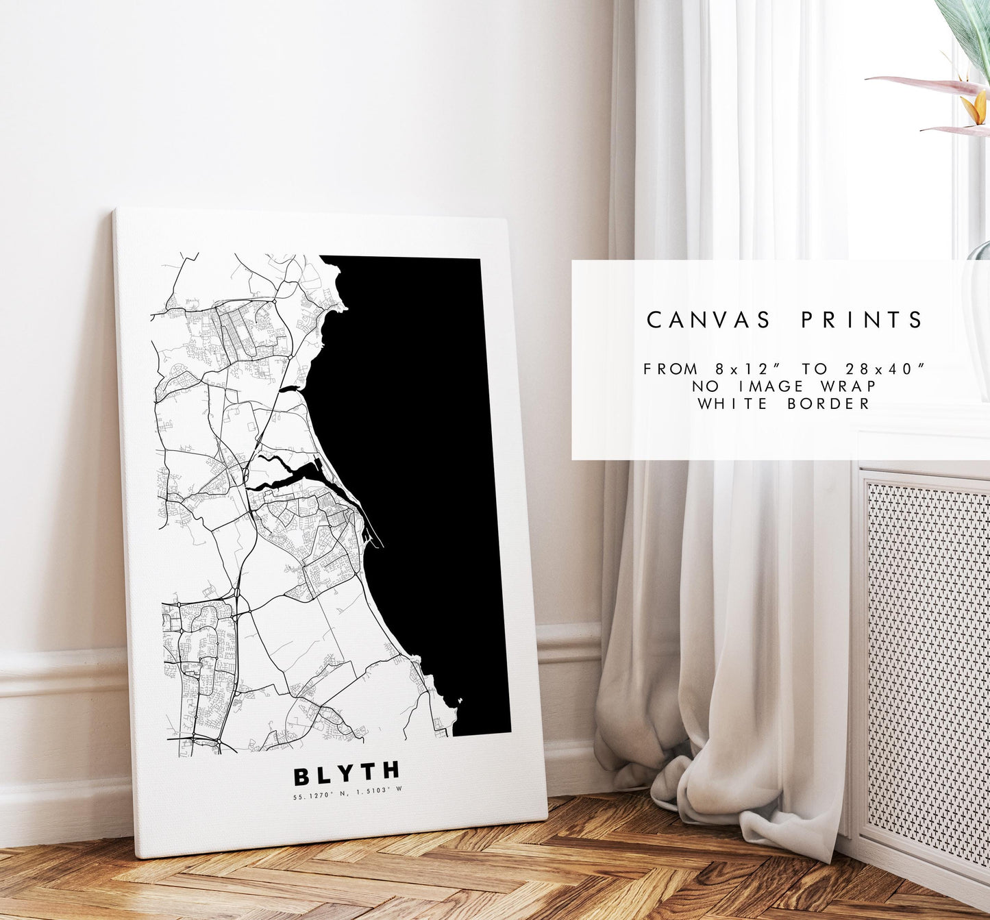 Blyth Map Print - Minimalist City Map Poster - Map Art - UK - Blyth Print - Blyth, Northumberland - Different Colours Available