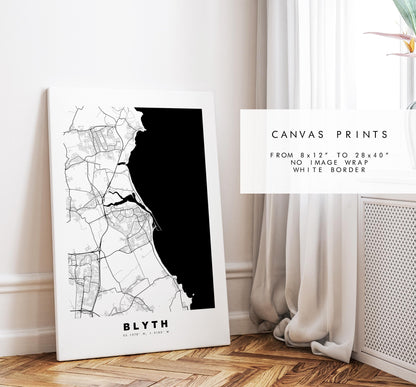 Blyth Map Print - Minimalist City Map Poster - Map Art - UK - Blyth Print - Blyth, Northumberland - Different Colours Available