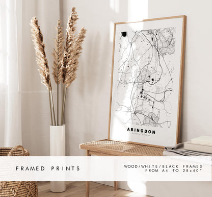 Abingdon Map Print - Minimalist City Map Poster - Map Art - UK - Abingdon Print - Abingdon, Oxfordshire Poster - Different Colours Available