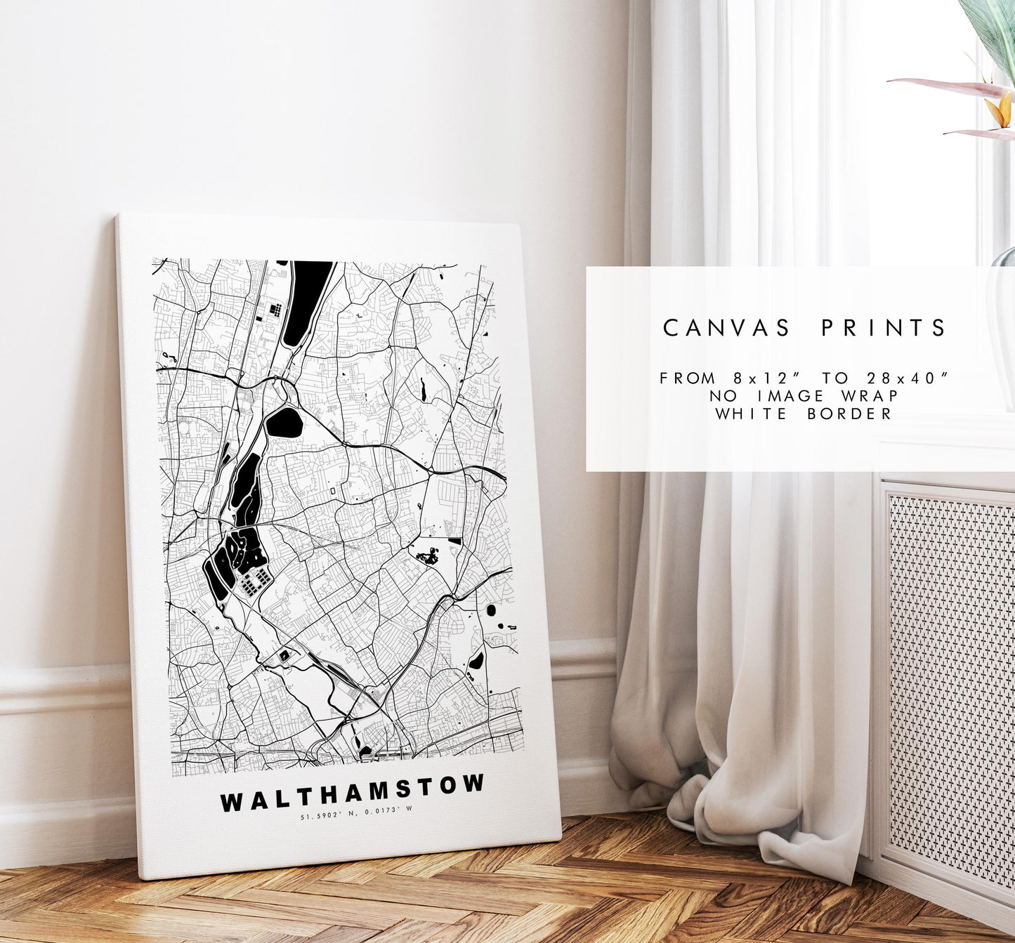 Walthamstow Map Print - Minimalist City Map Poster - Map Art - UK - Walthamstow Print - Walthamstow, London - Different Colours Available