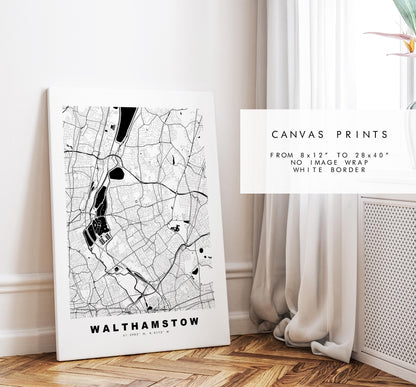 Walthamstow Map Print - Minimalist City Map Poster - Map Art - UK - Walthamstow Print - Walthamstow, London - Different Colours Available