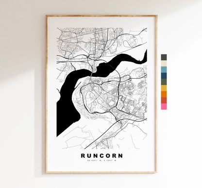 Runcorn Map Print - Minimalist City Map Poster - Map Art - UK - Runcorn Print - Runcorn Poster - Different Colours Available