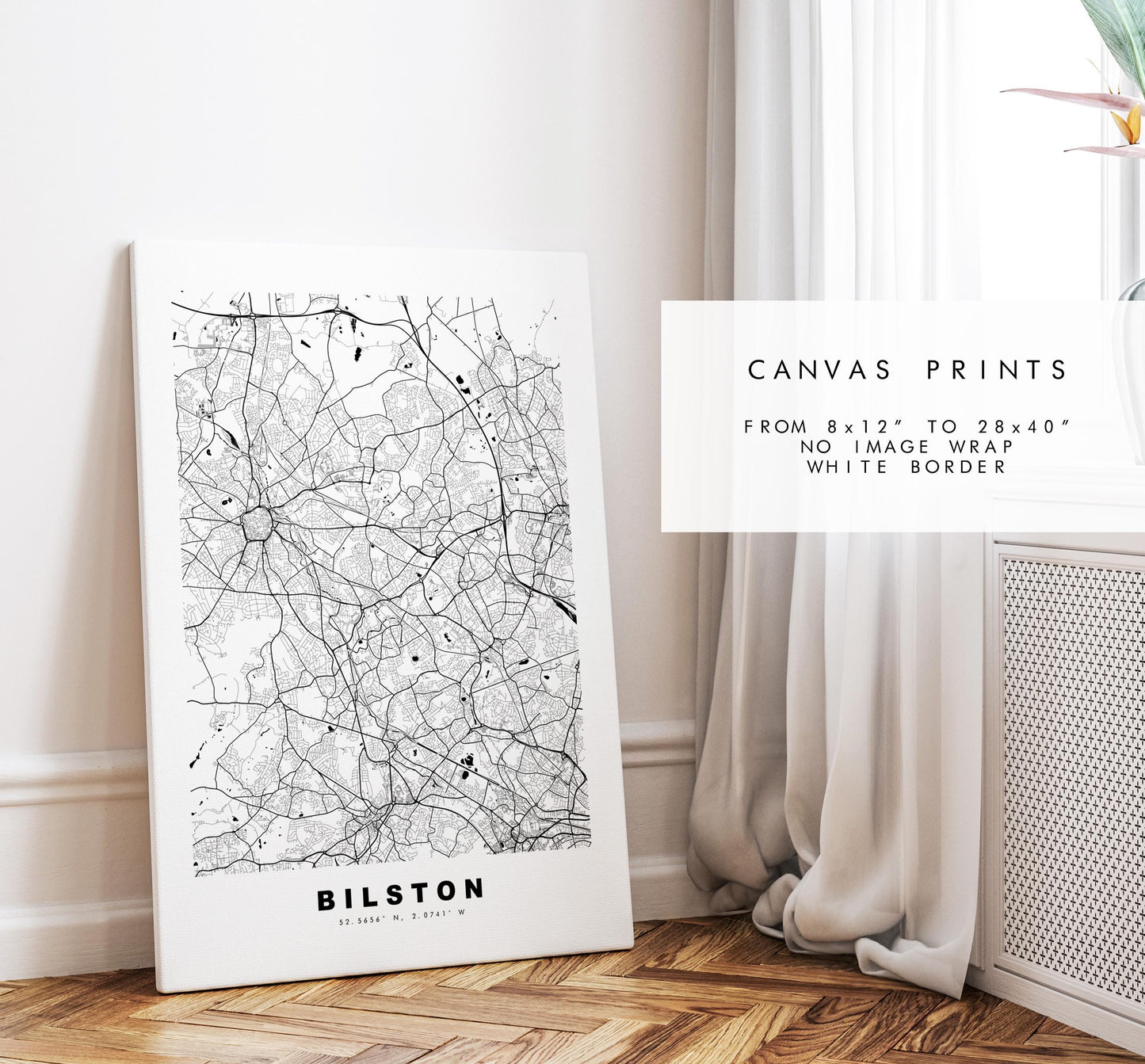 Bilston Map Print - Minimalist City Map Poster - Map Art - UK - Bilston Print - Bilston, West Midlands - Different Colours Available
