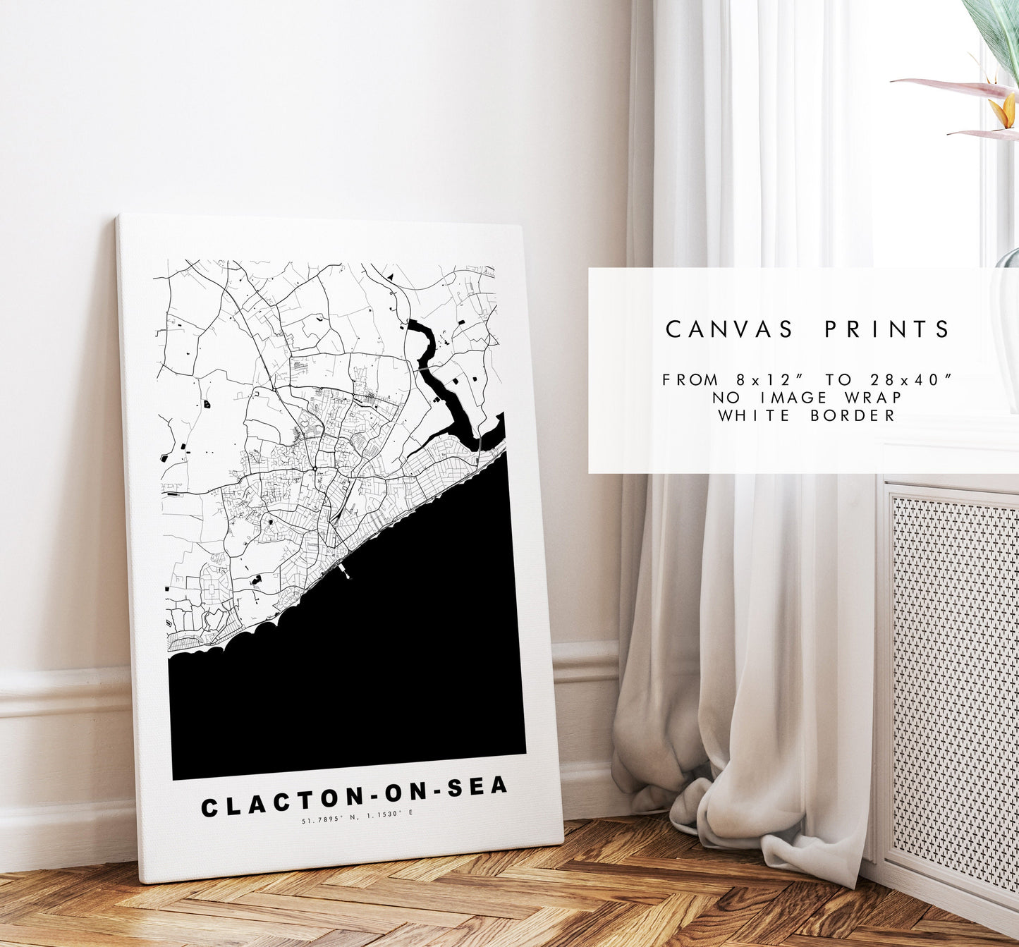 Clacton Map Print - Minimalist City Map Poster - Map Wall Art - UK - Clacton On Sea Print - Clacton Poster - Different Colours Available