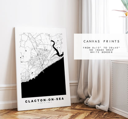 Clacton Map Print - Minimalist City Map Poster - Map Wall Art - UK - Clacton On Sea Print - Clacton Poster - Different Colours Available