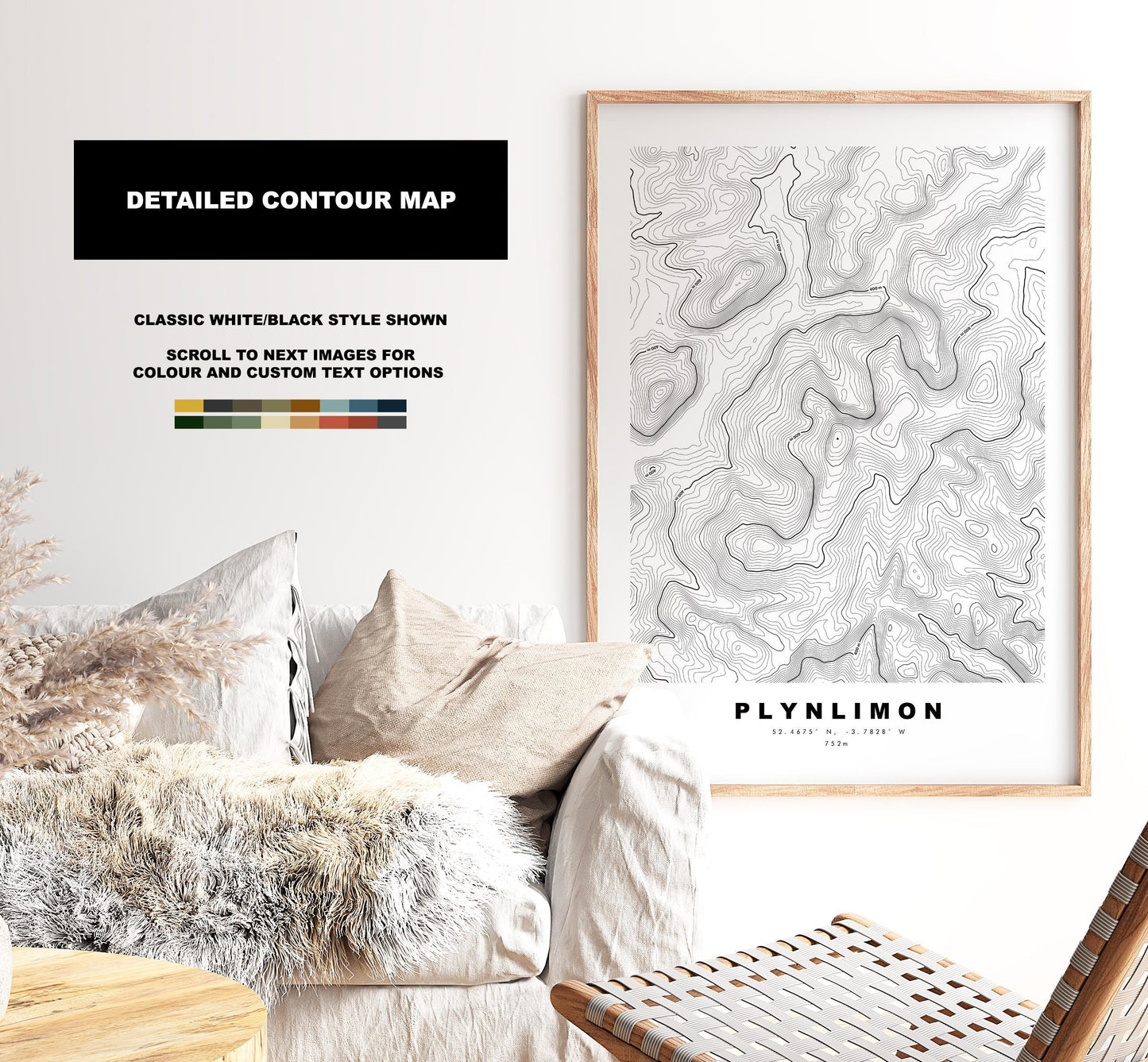 Plynlimon Print - Contour Map - Cambrian Mountains - Wales - Topographic Map - Print - Poster - Wall Art - Plynlimon Poster - Pumlumon Fawr