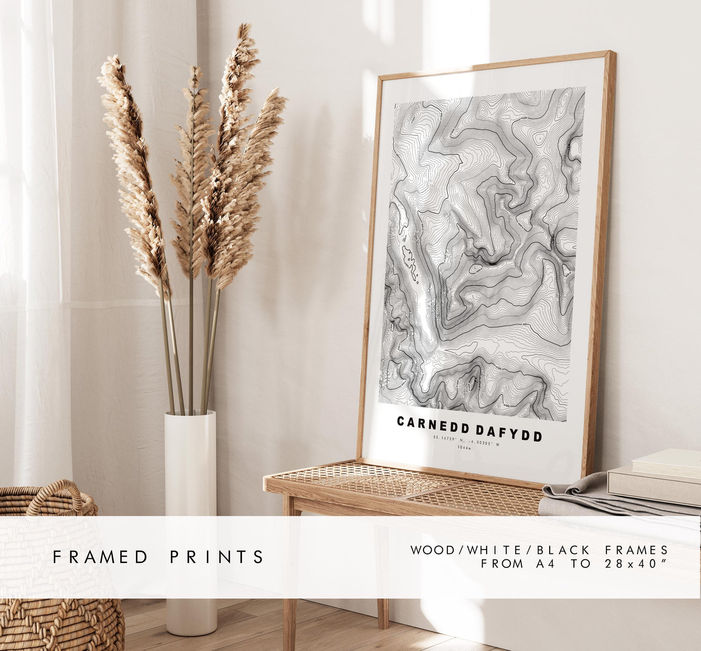 Carnedd Dafydd Print - Contour Map - Snowdonia - Wales - Topographic Map - Print - Wall Art - Carnedd Dafydd Poster - Carneddau Range