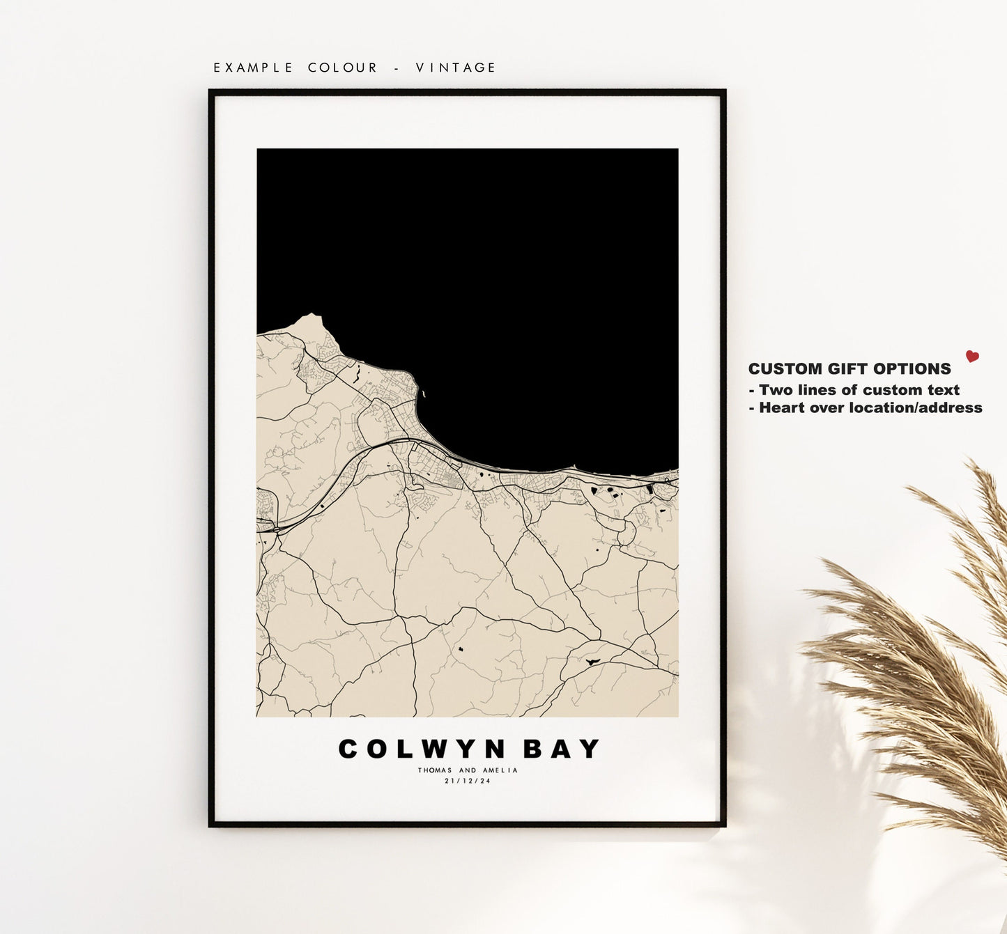 Colwyn Bay Map Print - Minimalist City Map Poster - Map Art - Wales - UK - Colwyn Bay Print - Colwyn Bay Poster - Different Colours Available