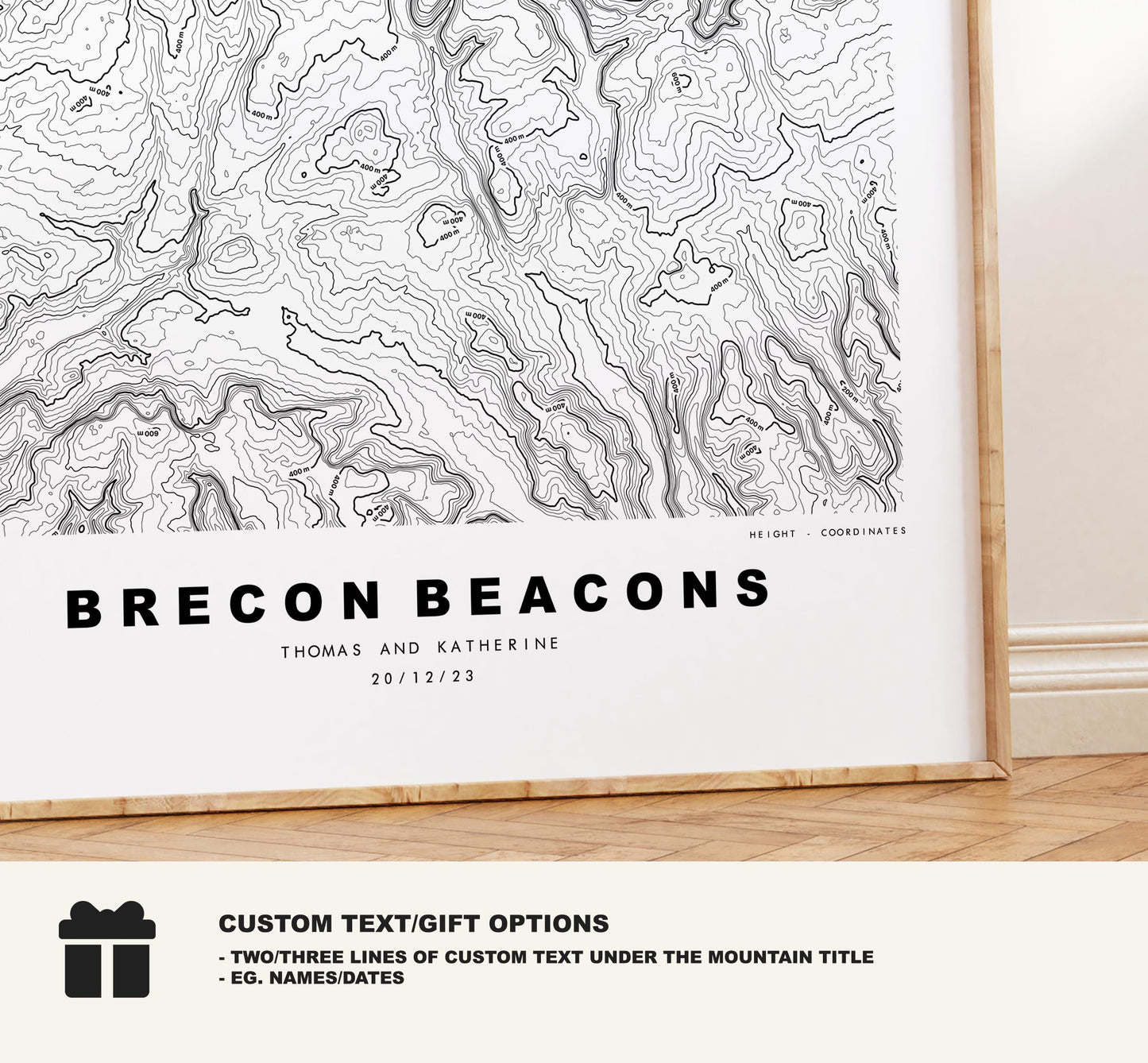 Brecon Beacons Print - Contour Map -  Bannau Brycheiniog Map - Topographic Map - Print - Poster - Wall Art - Brecon Beacons - Wales