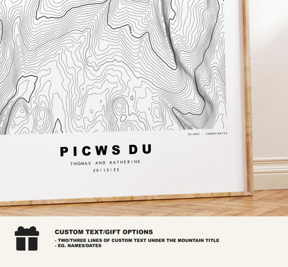 Picws Du Map Print - Contour Map - Picws Du Poster - Wales - Topographic Map - Print - Poster - Wall Art - Carmarthen Fans - Brecon Beacons