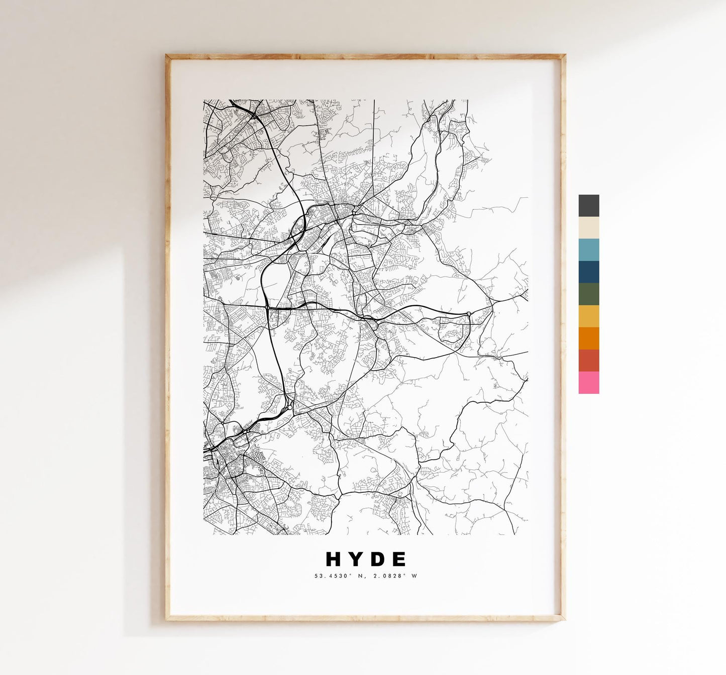 Hyde Map Print - Minimalist City Map Poster - Map Art - UK - Hyde Print - Hyde, Greater Manchester - Different Colours Available