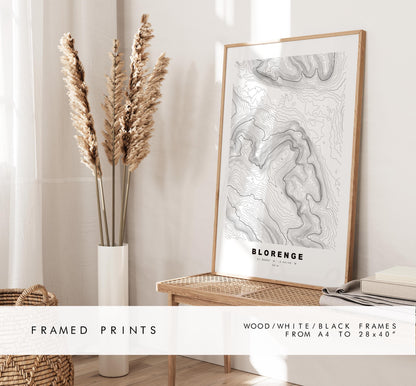 Blorenge Print - Contour Map - Brecon Beacons - Wales - Topographic Map - Wall Art - Blorenge Contour Map - Topography - Abergavenny