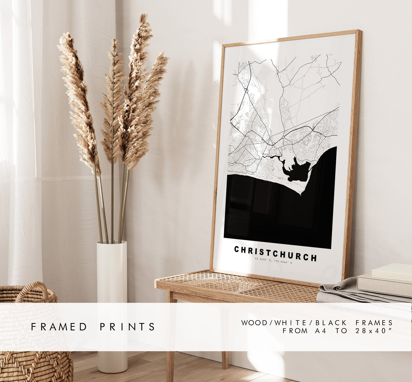 Christchurch Map Print - Minimalist City Map Poster - Map Art - UK - Christchurch Print - Christchurch Poster - Different Colours Available