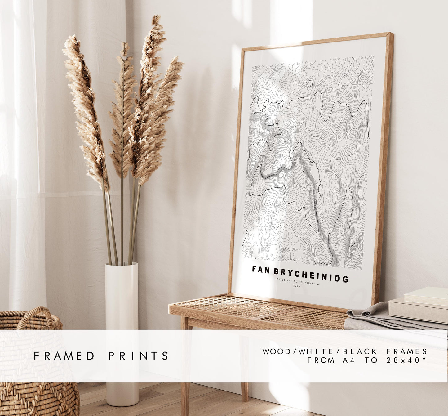 Fan Brycheiniog Print - Contour Map - Poster - Wales - Topographic Map - Print - Poster - Wall Art - Fan Brycheiniog - Black Mountains