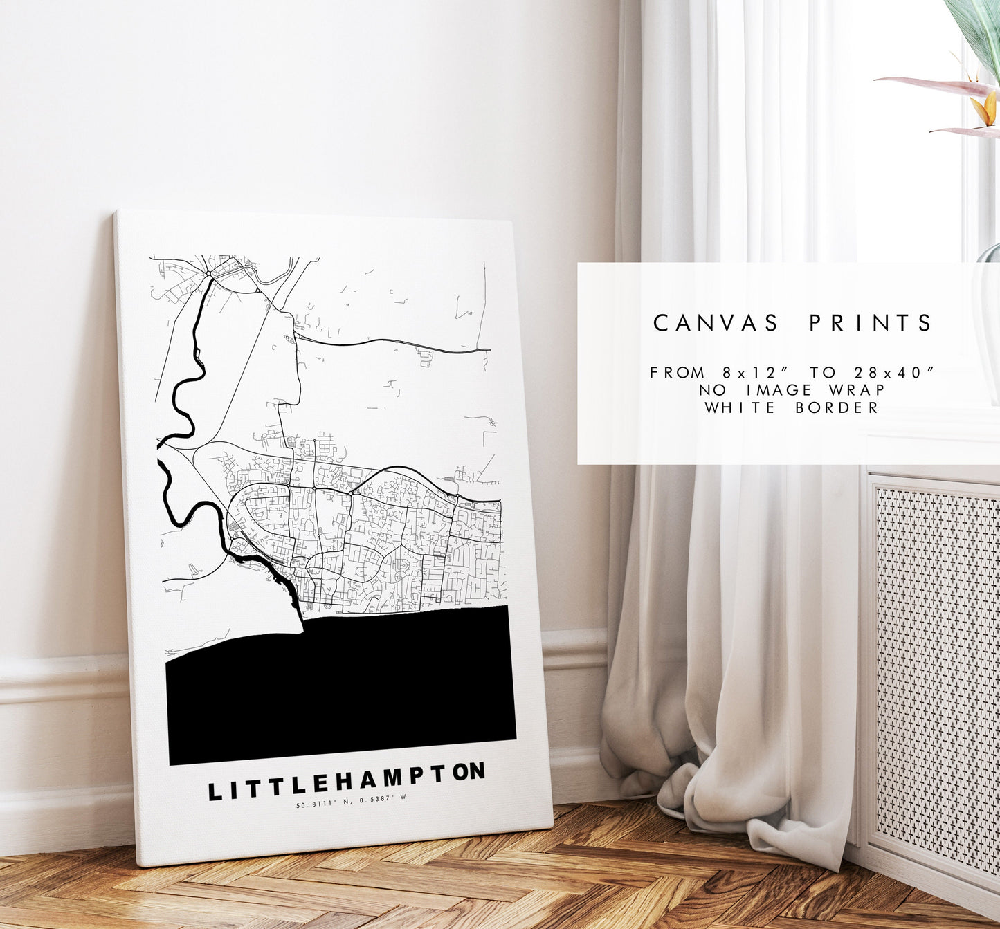 Littlehampton Map Print - Minimalist City Map Poster - Map Art - UK - Littlehampton - Littlehampton Poster - Different Colours Available