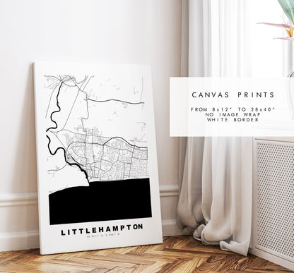Littlehampton Map Print - Minimalist City Map Poster - Map Art - UK - Littlehampton - Littlehampton Poster - Different Colours Available