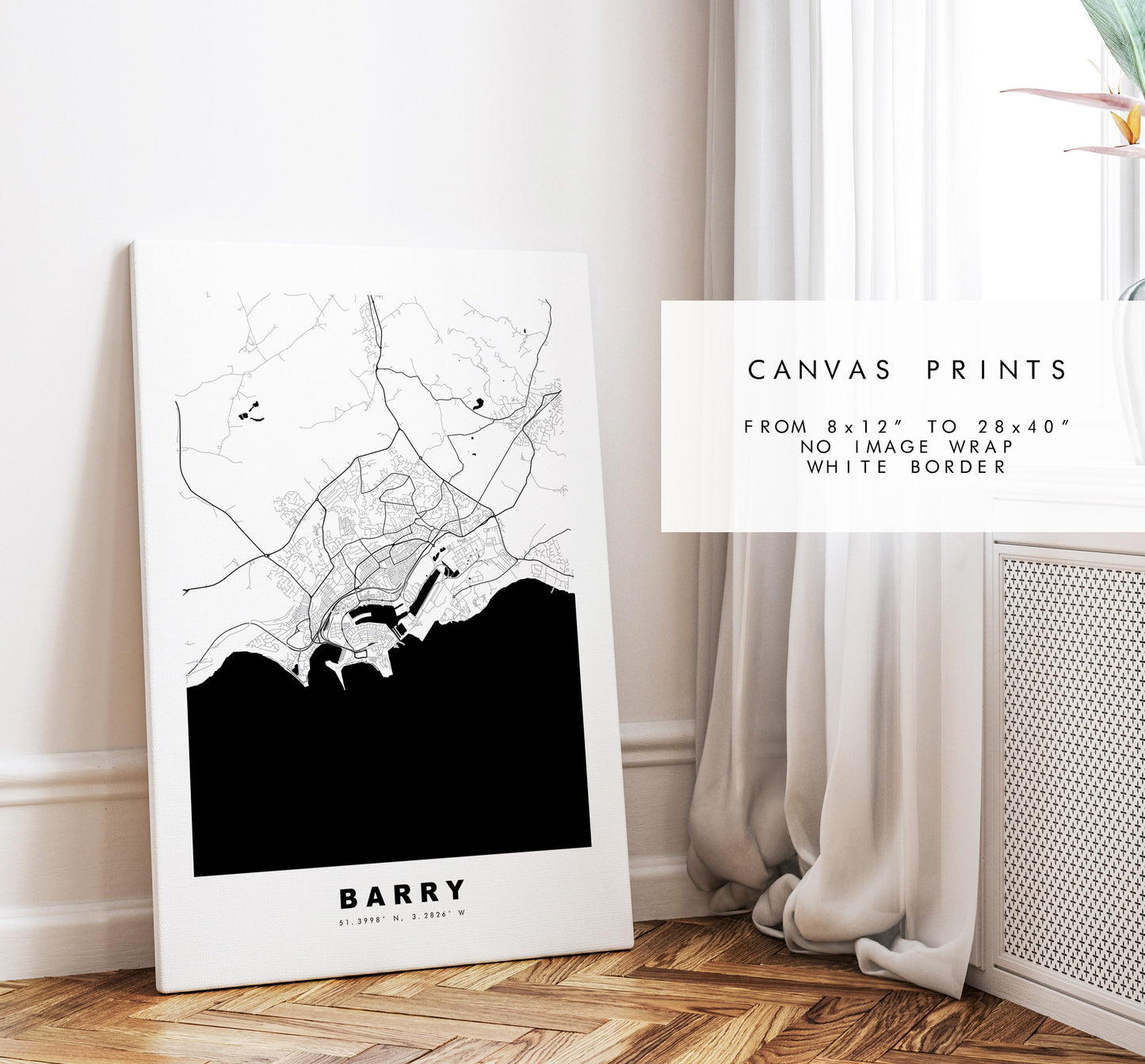 Barry Map Print - Minimalist City Map Poster - Map Art - Wales - UK - Barry Print - Barry Poster - Different Colours Available