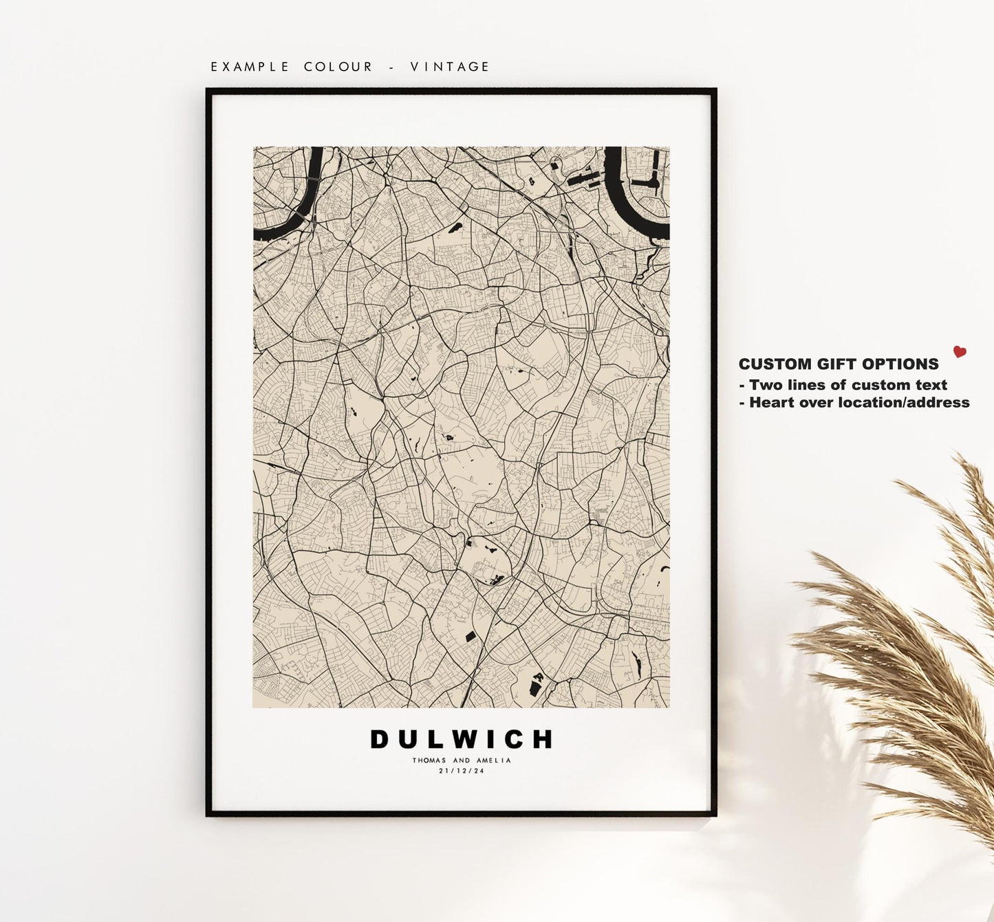 Dulwich Map Print - Minimalist City Map Poster - Map Art - UK - Dulwich Print - Dulwich, London - Different Colours Available