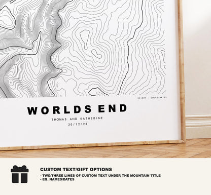 World's End Print - Contour Map - Eglwyseg - Wales - Topographic Map - Print - Poster - Wall Art - Eglwyseg Valley - Map - Pen Draw'r Byd