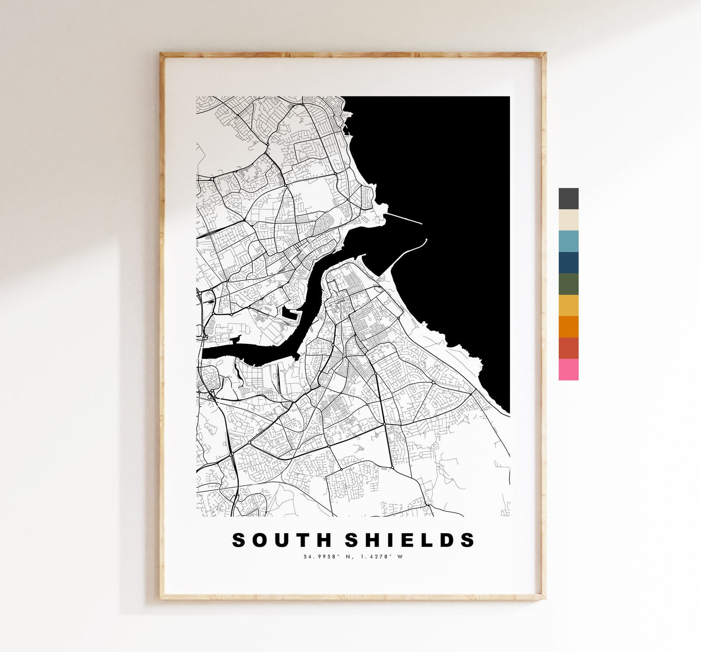 South Shields Map Print - Minimalist City Map Poster - Map Art - UK - South Shields Print - South Shields - Different Colours Available