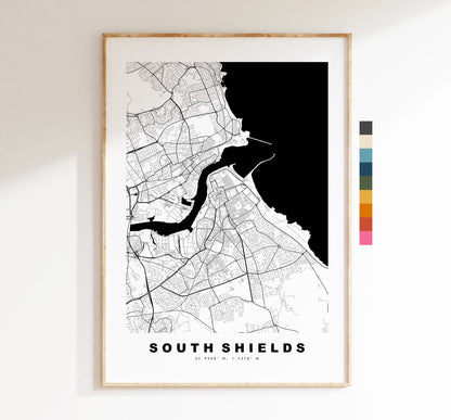 South Shields Map Print - Minimalist City Map Poster - Map Art - UK - South Shields Print - South Shields - Different Colours Available