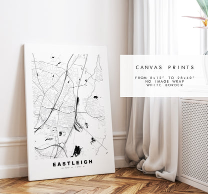 Eastleigh Map Print - Minimalist City Map Poster - Map Art - UK - Eastleigh Print - Eastleigh Poster - Different Colours Available